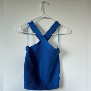 NWT Cross Cross Ribbed Blue Tank